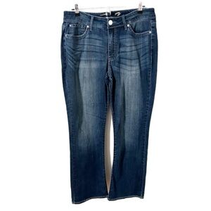 Seven7 Mid Rise Rocker Slim Boot Dark Wash Challenger Denim Jeans Five Pockets🟦